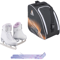 Jackson Finesse 180 ice skates in Purple with Guardog 870 guards + Orange skate bag