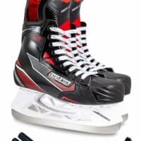 Botas - Emery - Men's Ice Hockey Skates | Made in Europe (Czech Republic) | Color: Black/Red, Size Adult 7 Bundle with Skate Guards