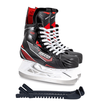 Botas - Emery - Men's Ice Hockey Skates | Made in Europe (Czech Republic) | Color: Black/Red, Size Adult 7 Bundle with Skate Guards