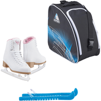 Jackson SoftSkate 380 ice skates in Pink with Guardog 838 guards + Blue skate bag