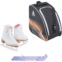 Jackson SoftSkate 380 ice skates in Pink with Guardog 870 guards + Orange skate bag