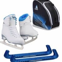 Jackson Ultima Finesse JS181 Figure Ice Skates for Women Bundle with Guardog Skate Guards, Jackson Skate Bag JL350 / Skates Color: Blue/Width: Medium/Size: Youth 3 (Kid's)