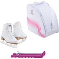Jackson SoftSkate 380 ice skates in Fleece with Guardog 837 guards + White skate bag
