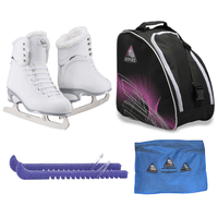 Jackson Finesse 180 ice skates in Fleece with Guardog 840 guards + Purple skate bag + towel