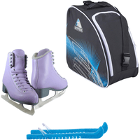 Jackson SoftSkate 380 ice skates in Lilac with Guardog 838 guards + Blue skate bag