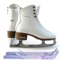 SKATE GURU Botas Model: Dagmar Figure Ice Skates/Size: Girls' 13 Bundle with Skate Guards