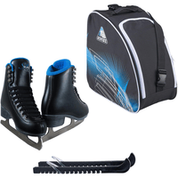 Jackson SoftSkate 380 ice skates in Black with Guardog 802 guards + Blue skate bag