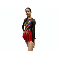 Figure Skating Dress Style A26 Red/Blue Italian Fabric, Handmade