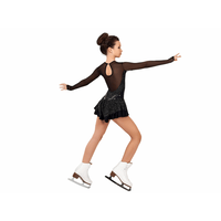 Figure Skating Dress Style A14 Black Silver Italian Fabric, Handmade