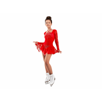 Figure Skating Dress Style A16 Red Italian Fabric, Handmade