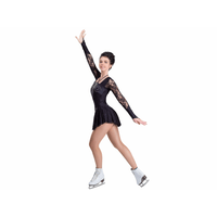 Figure Skating Dress Style A16 Black Italian Fabric, Handmade