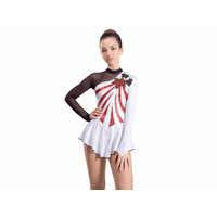 Figure Skating Dress Style A18 White Red Italian Fabric, Handmade