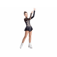 Figure Skating Dress Style A18 Black Gold Italian Fabric, Handmade