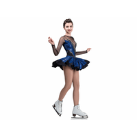 Figure Skating Dress Style A14 Blue/Hologram Italian Fabric, Handmade
