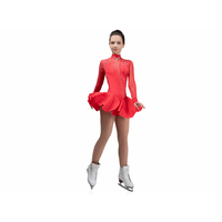 Figure Skating Dress Style A19 Red Italian Fabric, Handmade