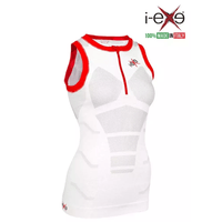 I-EXE Made in Italy – Multizone Compression Sleeveless Women’s Shirt Tank-Top – Color: White with Red I-EXE Made in Italy - Multizone Compression Sleeveless Women's Shirt Tank-Top - Color: White with Red