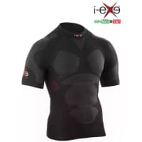 I-EXE Made in Italy - Men's Multizone Short Sleeve Compression Shirt - Color: Black with Red