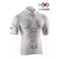 I-EXE Made in Italy - Men's Multizone Short Sleeve Compression Shirt - Color: White with Black