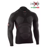 I-EXE Made in Italy - Men's Multizone Long Sleeve Compression Shirt - Color: Black with Red