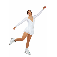 Figure Skating Dress Style A21 White Italian Fabric, Handmade