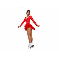 Figure Skating Dress Style A21 Red Italian Fabric, Handmade