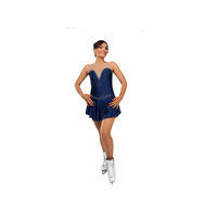 Figure Skating Dress Style A22 Blue Italian Fabric, Handmade
