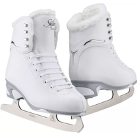 Jackson SoftSkate JS180 in Fleece: white boot with a plush white fleece collar and Ultima Mark I blade