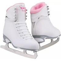Jackson SoftSkate JS180 in Pink: white boot with a pink padded collar and Ultima Mark I blade