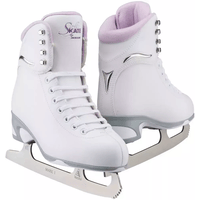 Jackson SoftSkate JS180 in Purple: white boot with a lilac padded collar and Ultima Mark I blade