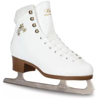 BOTAS Stella white figure skate with plush collar, gold Stella lettering and Nicole blade