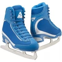Jackson Softec Vista ST3200 ice skates in navy with a silver heel panel and Ultima Mark I blades