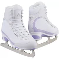 Jackson Softec Vista ST3200 ice skates in white with lilac trim and Ultima Mark I blades