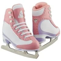 Jackson Softec Vista ST3201 youth ice skates in pink and white with Ultima Mark I blades