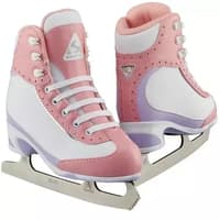 Jackson Softec Vista ST3201 youth ice skates in pink and white with Ultima Mark I blades
