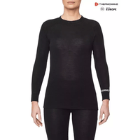 THERMOWAVE - MERINO WARM / Womens 100% Merino Wool 180 GSM Shirt / BLACK