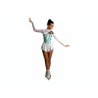 Figure Skating Dress Style A18 White Green Italian Fabric, Handmade
