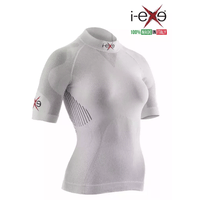 I-EXE Made in Italy – Women’s Multizone Short Sleeve Compression Shirt – Color: White with Black I-EXE Made in Italy - Women's Multizone Short Sleeve Compression Shirt - Color: White with Black