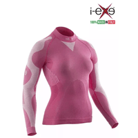 I-EXE Made in Italy - Women's Multizone Long Sleeve Compression Shirt - Color: Pink with White