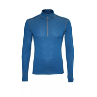 THERMOWAVE - MERINO XTREME / Mens Merino Wool Thermal Shirt / DARK SEA + ZIP