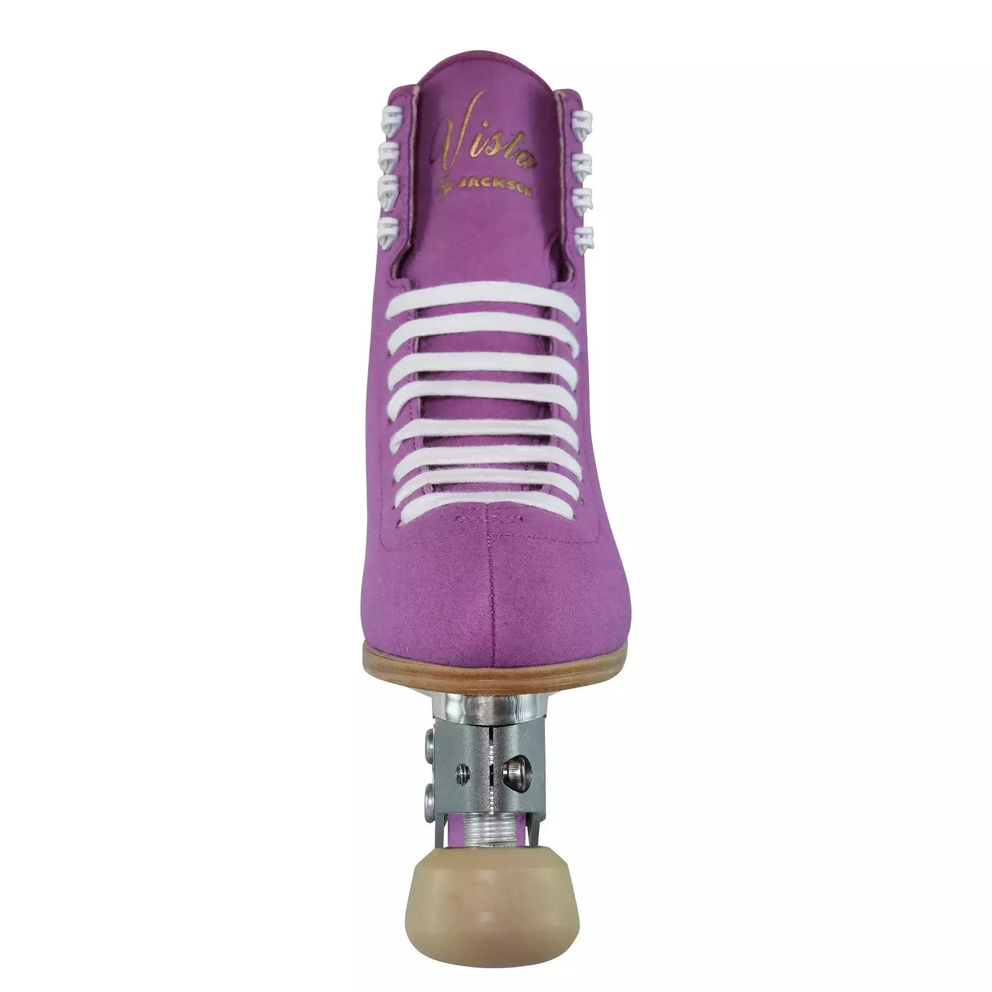 Jackson Vista Women’s Inline Figure Skates – Purple Suede PA500 3 Jackson Vista PA500 women's inline figure skates in Purple, front view