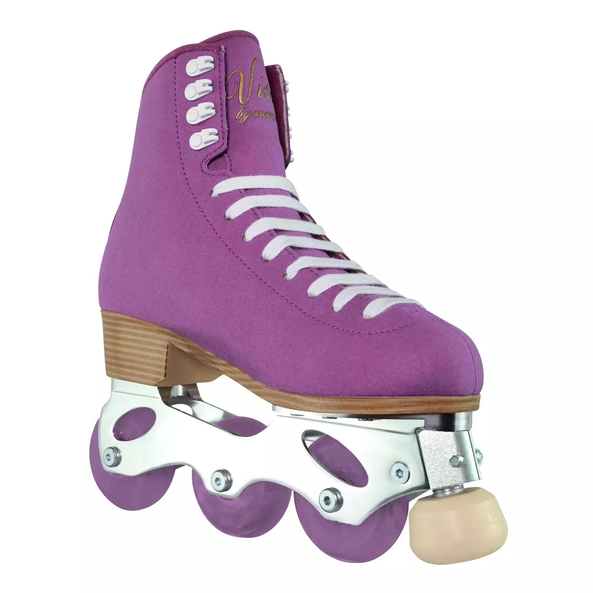 Jackson Vista Women’s Inline Figure Skates – Purple Suede PA500 2 Jackson Vista PA500 women's inline figure skates in Purple, right angle