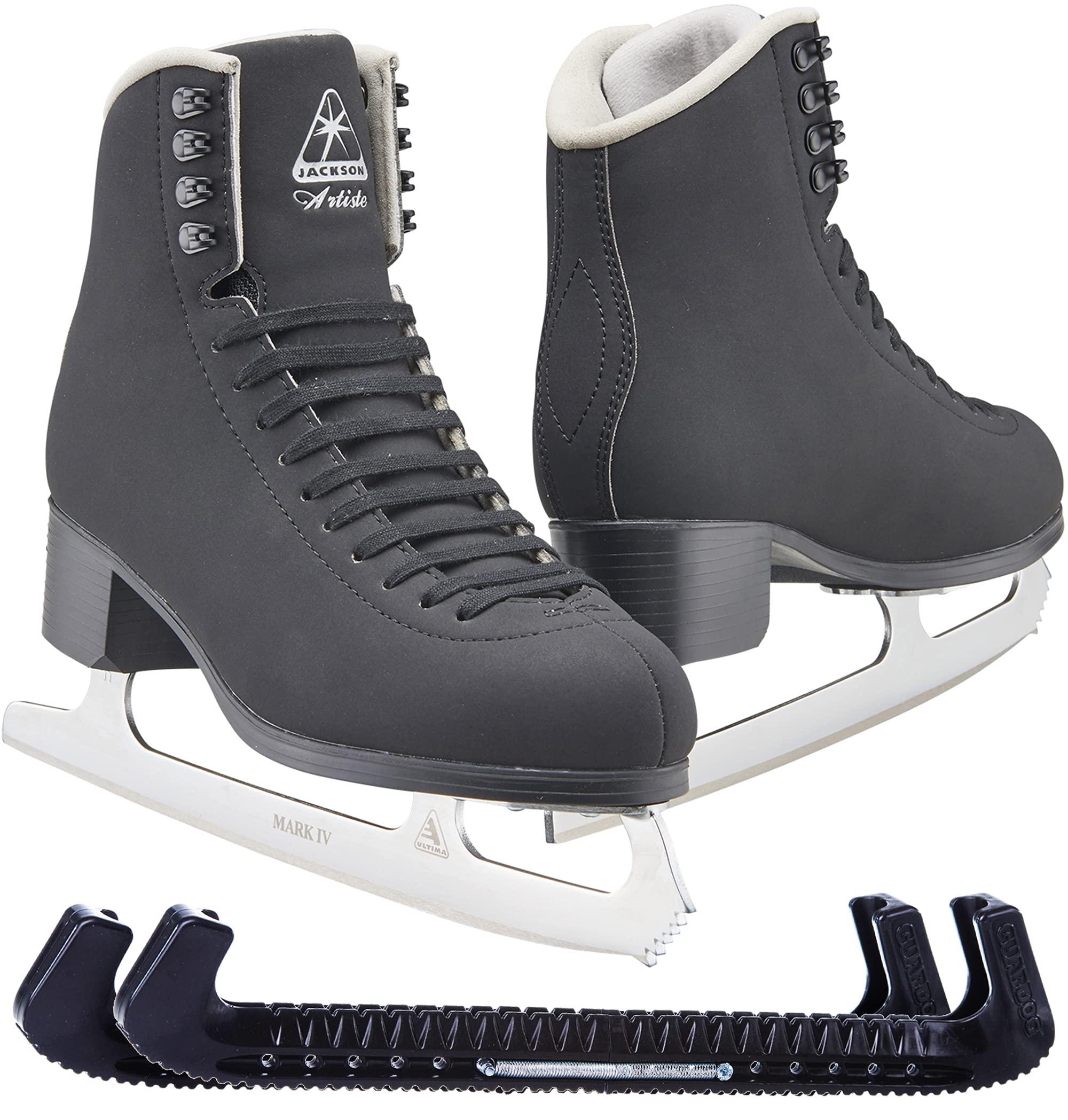 Jackson Artiste men Ice Skate Bundle — Black — Guardog 802 guards 2 Jackson Ultima JS1792 Men's Ice Skates/Width: Medium (C/M) / Size: Adult 8 Bundle with Skate Guards