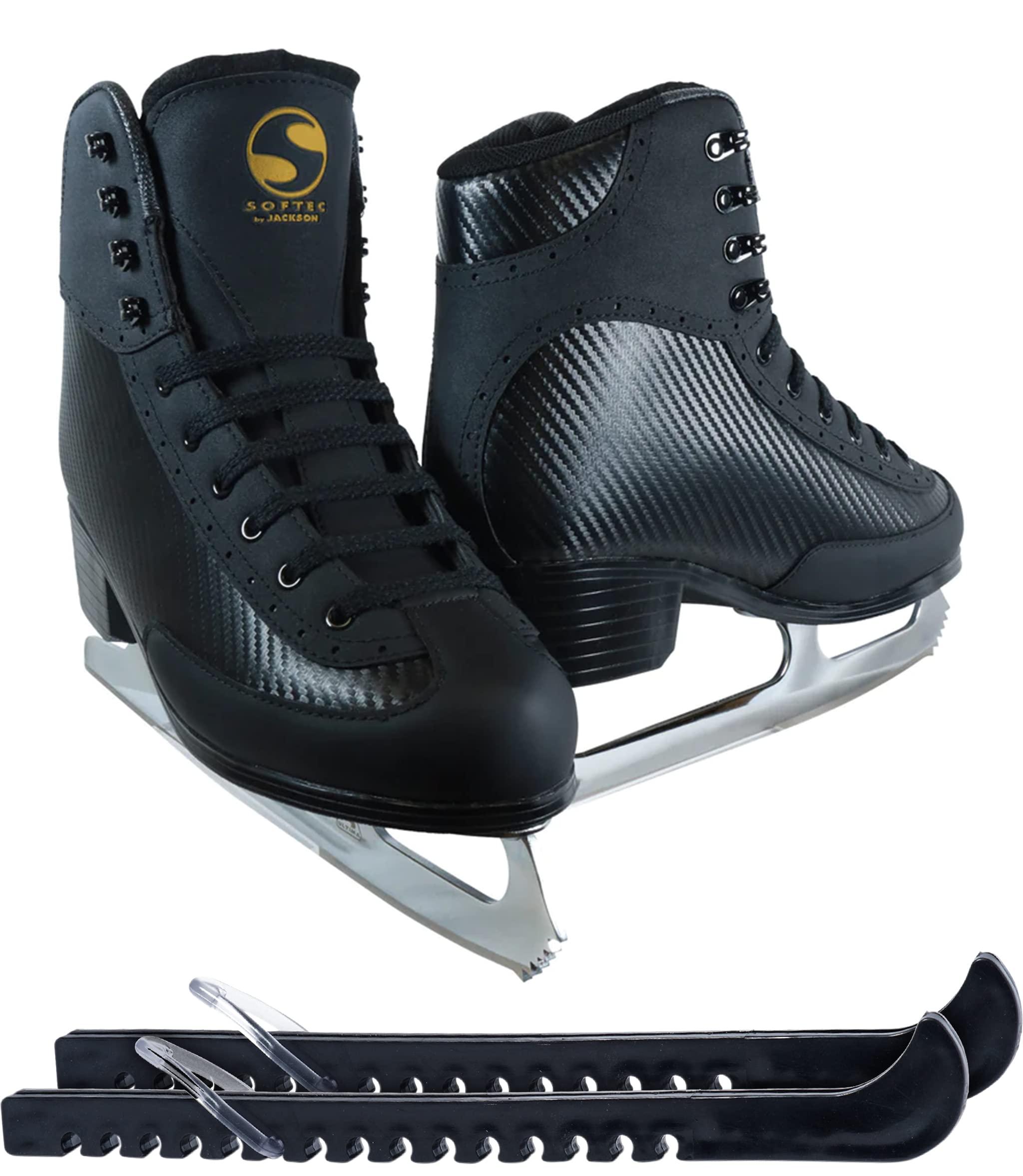 Jackson Softec Nova men Ice Skate Bundle — Black — Guardog 802 guards Jackson Ultima Softec Black Nova ST7102 Mens 6 Bundle with Skate Guards