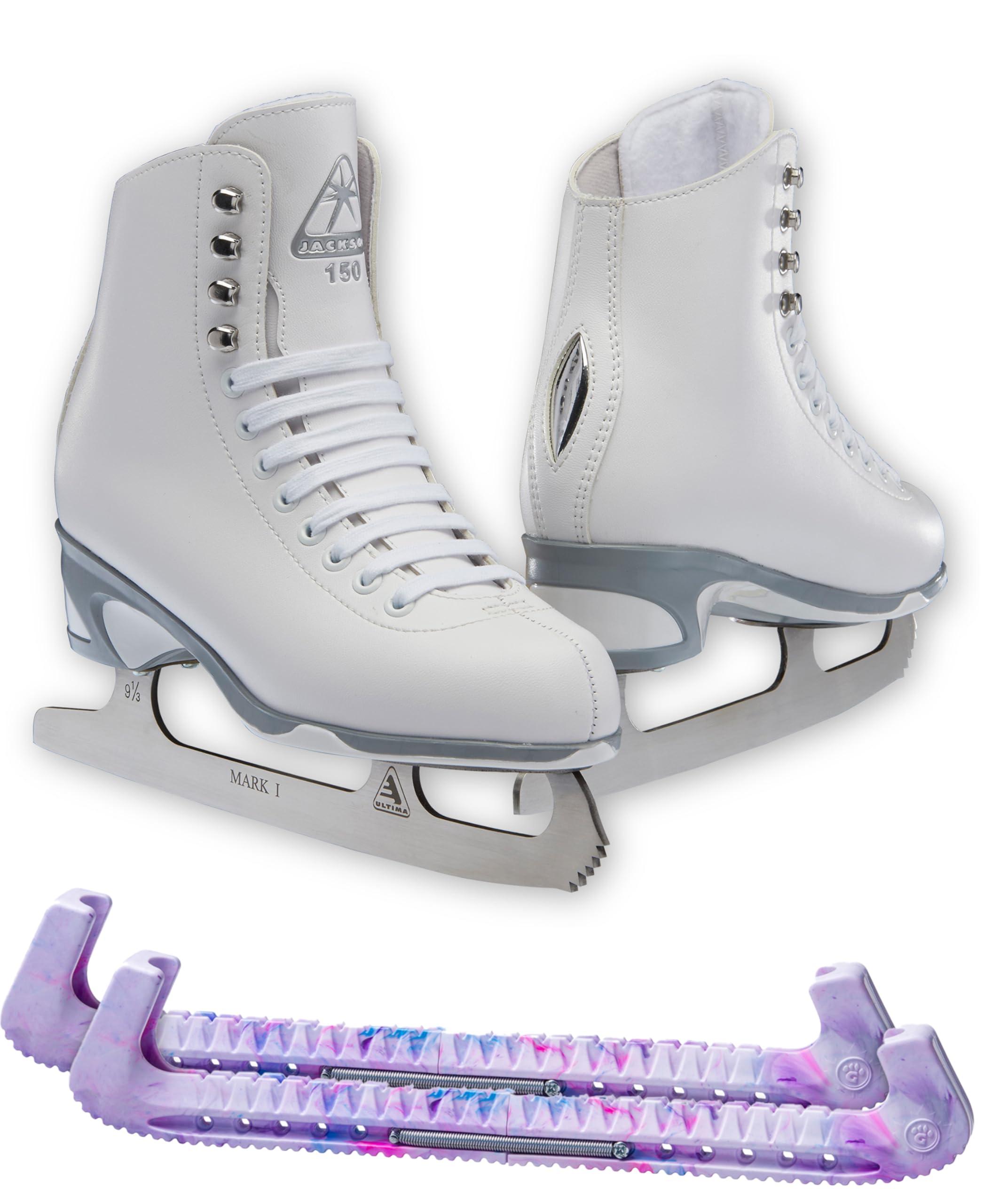 Jackson Finesse JS150 Ice Skate Bundle — Skate guards Jackson Ultima Finesse Figure Ice Skates JS150 Bundle with Skate Guards Size Adult 4