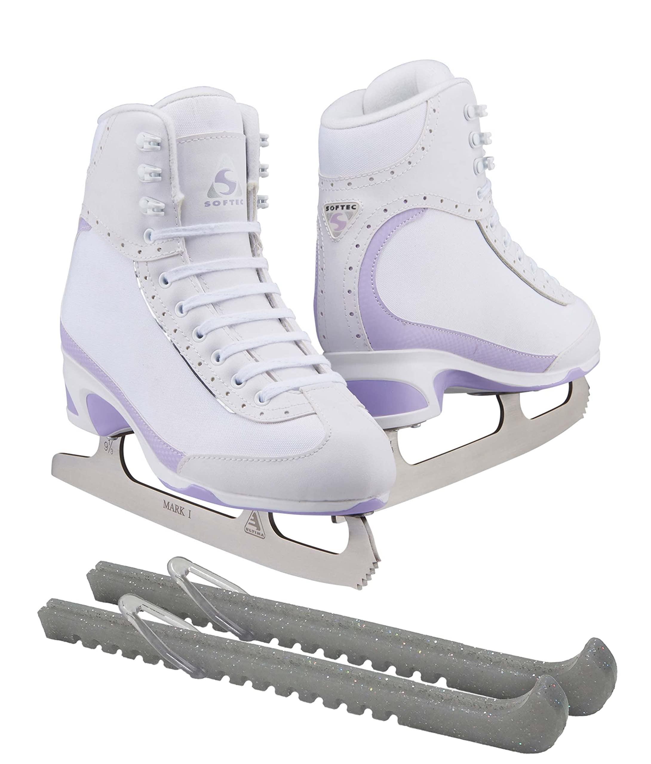 Jackson Ultima Softec Vista ST3200 Figure Ice Skates for Women/Color: White + Skate Guards, Size: Adult 4 Bundle with Guardog Skate Guards