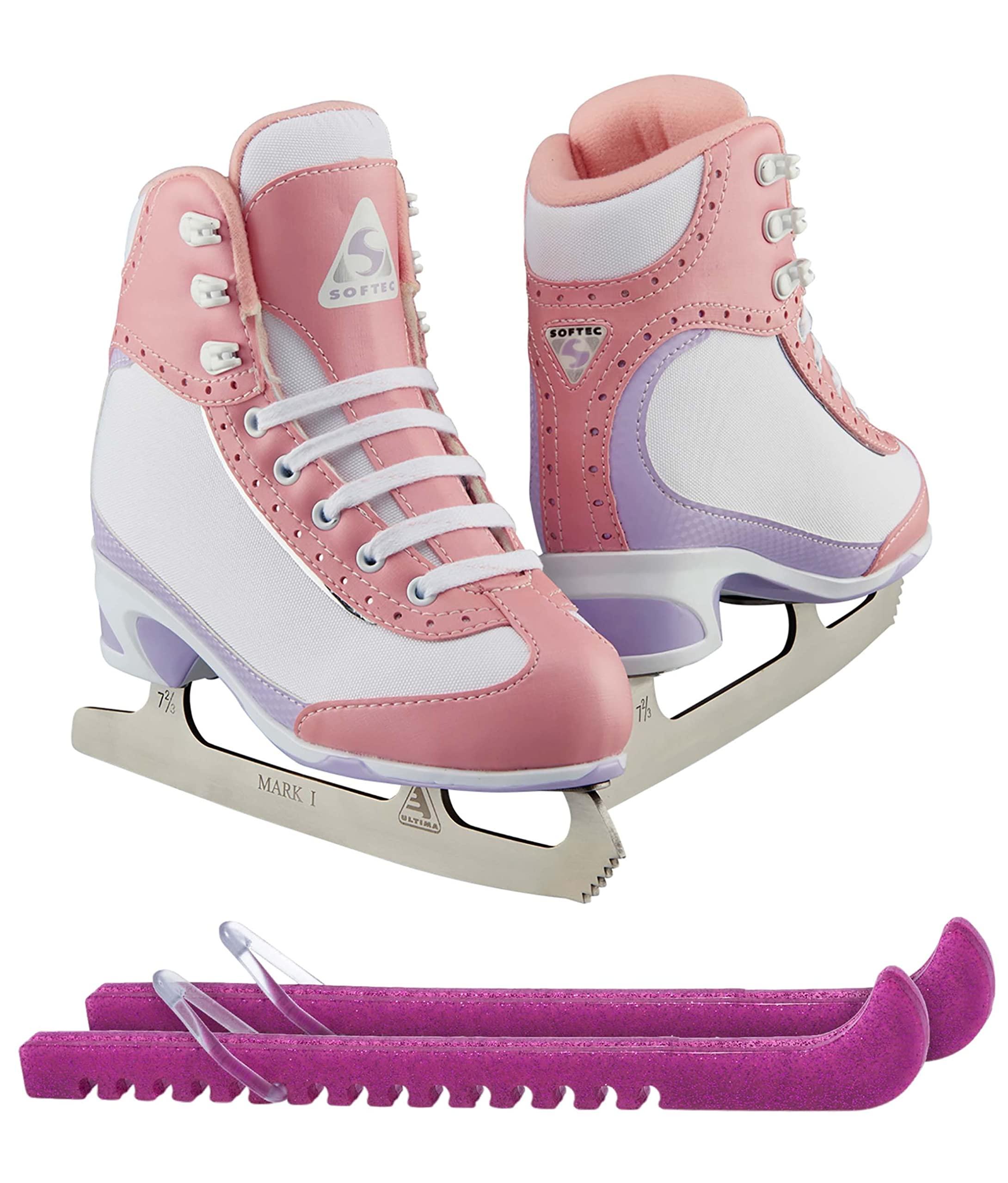 Jackson Ultima Softec Vista ST3200 Figure Ice Skates for Women/Color: Pink + Skate Guards, Size: Youth 2 Bundle with Guardog Skate Guards