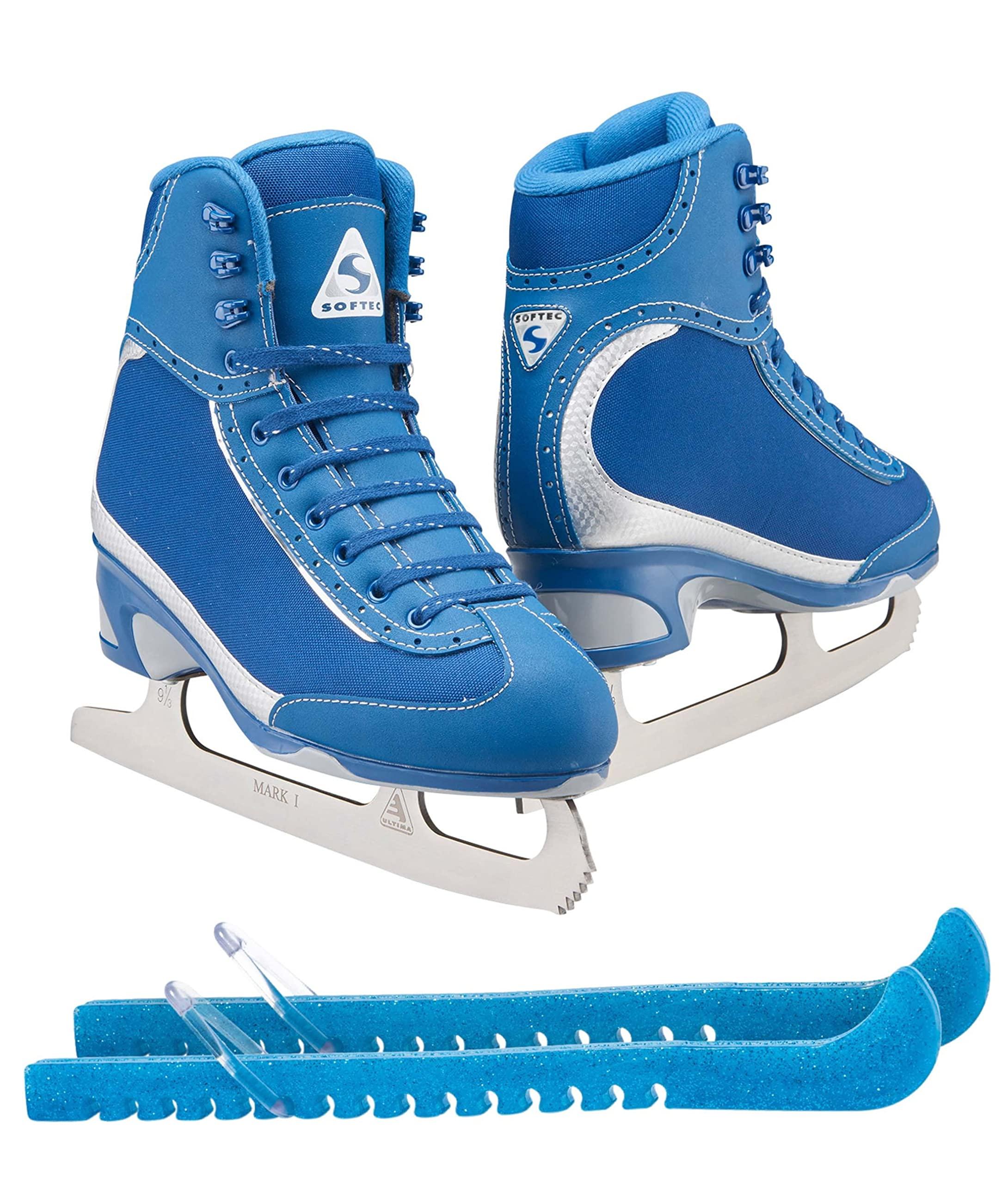 Jackson Ultima Softec Vista ST3200 Figure Ice Skates for Women/Color: Navy + Skate Guards, Size: Adult 4 Bundle with Guardog Skate Guards
