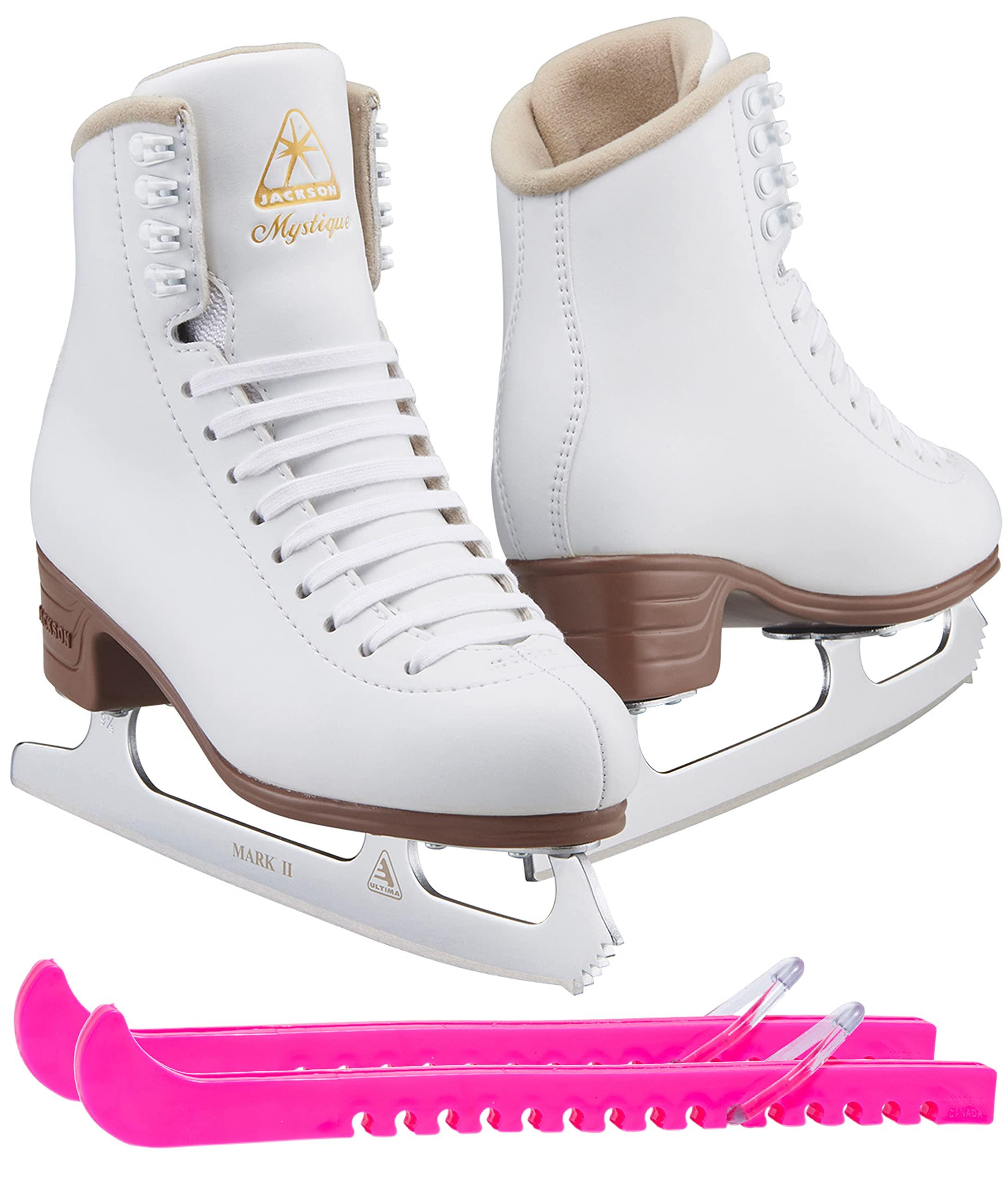 Jackson Mystique Ice Skate Bundle — Skate guards 2 Jackson Ultima JS1490 Mystique Womens Figure Ice Skates/Color: White/Width: Medium/Size: Adult 4 Bundle with Guardog Skate Guards