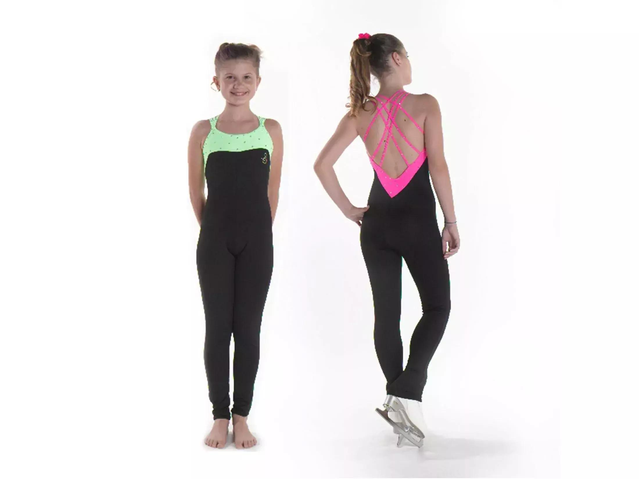 Sagester Figure Skating Bodysuit Style: 625, Black with Green 65 Sagester Figure Skating Bodysuit Style: 625, Black with Green 65