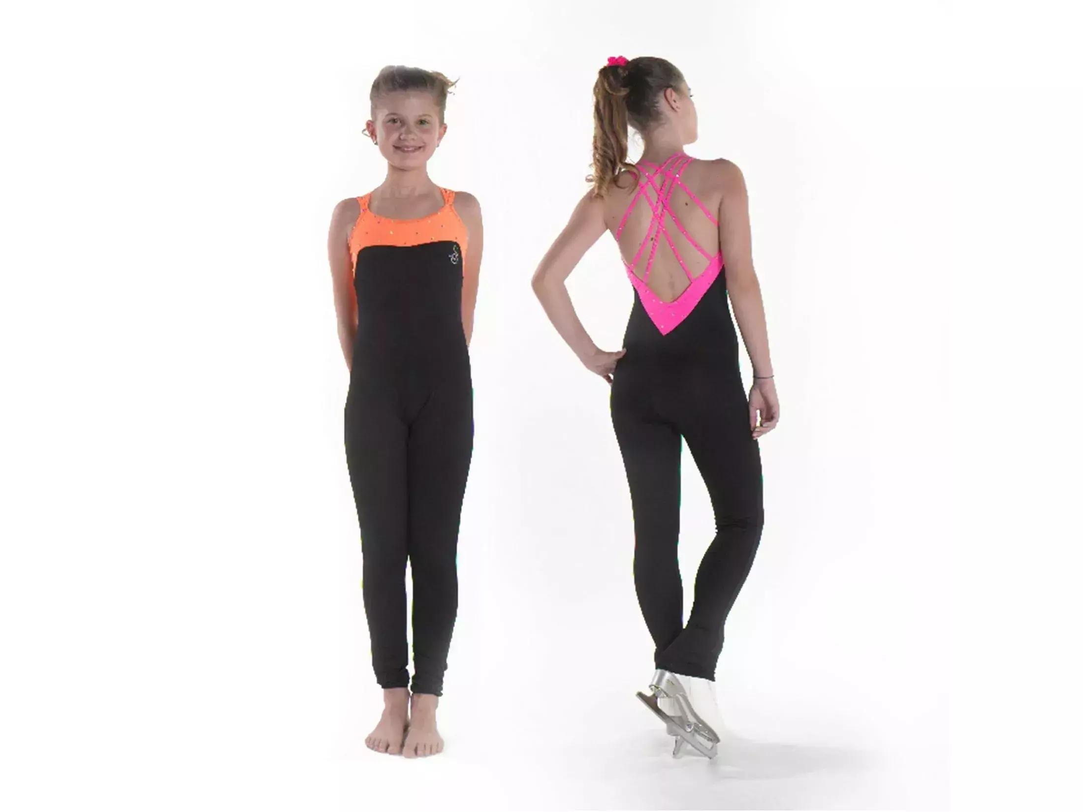 Sagester Figure Skating Bodysuit Style: 625, Black with Orange 65 Sagester Figure Skating Bodysuit Style: 625, Black with Orange 65